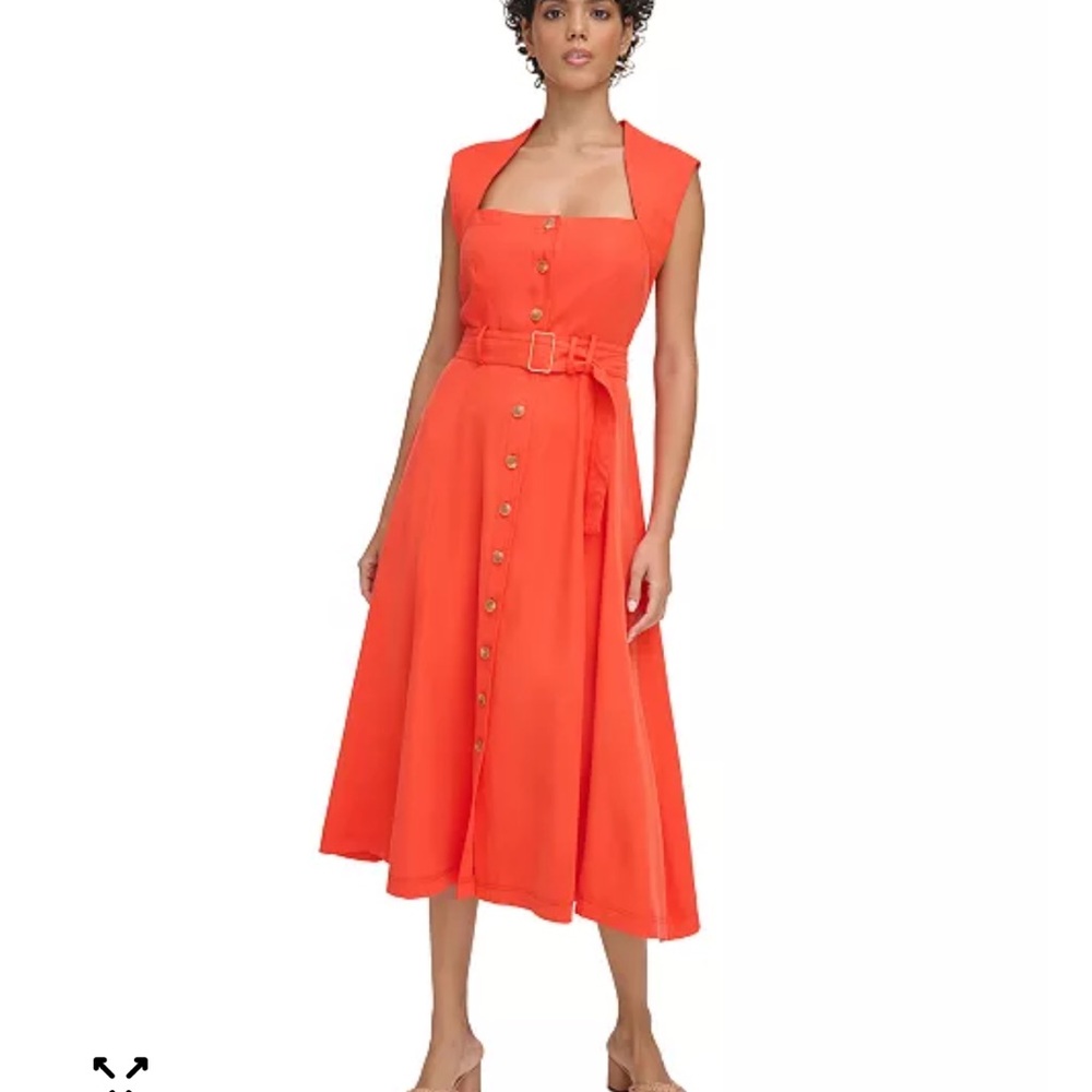 Calvin Klein Vibrant Orange Midi Dress